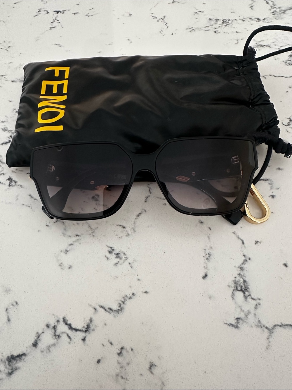 Fendi Black Frame Sunglasses with Gray Gradient Lenses - Picture 6 of 14